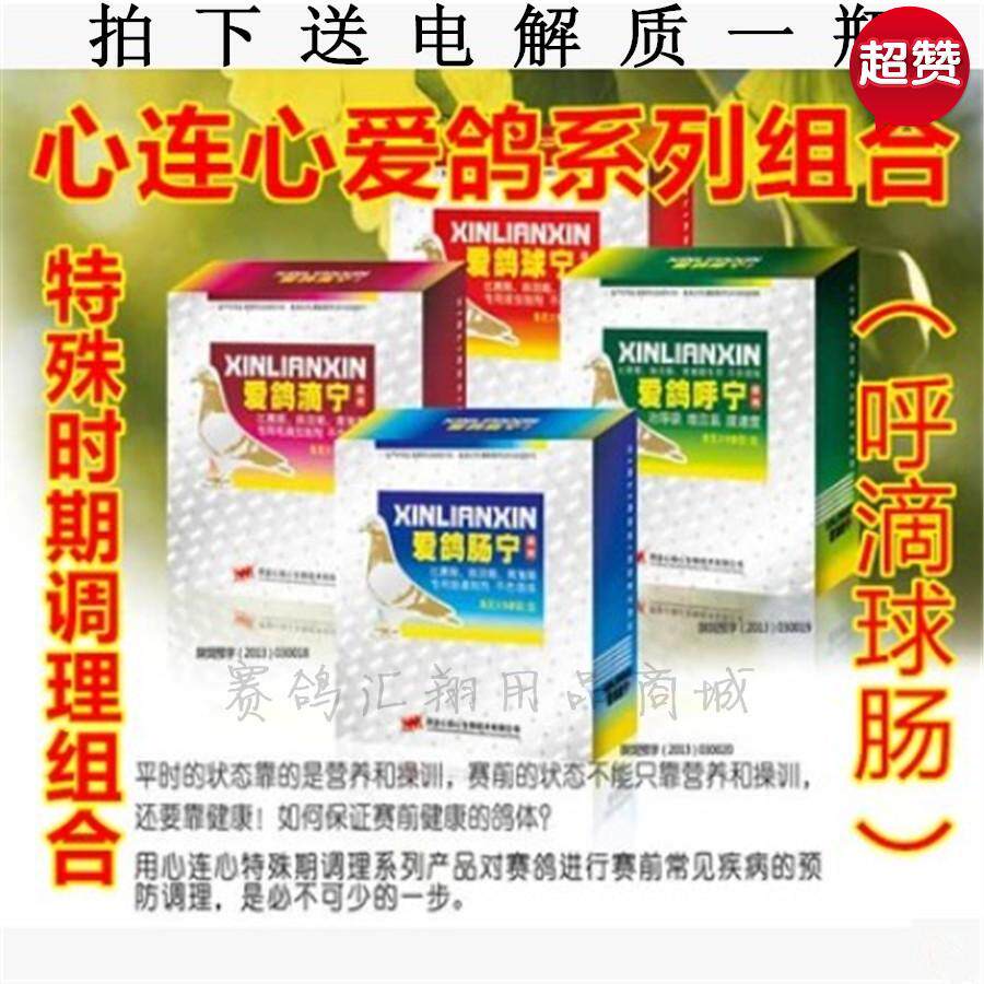 心连心爱鸽系列组合呼滴球肠宁4盒赛前换羽育雏期不伤鸽调理套装