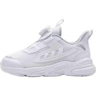 安踏儿童鞋男童运动鞋春秋新款网面跑步鞋子旋钮小童宝宝小白鞋女