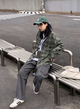 深灰色工装裤美式复古大口袋宽松百搭男女伞兵伐木裤休闲长裤子潮