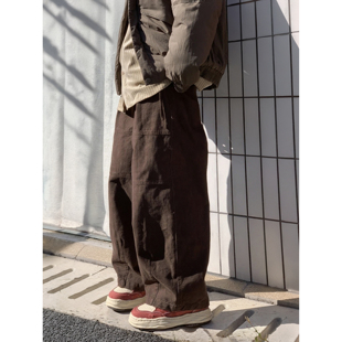 纯棉直筒百搭潮牌宽松长裤 男女工装 潮流 复古风分割设计休闲裤 美式