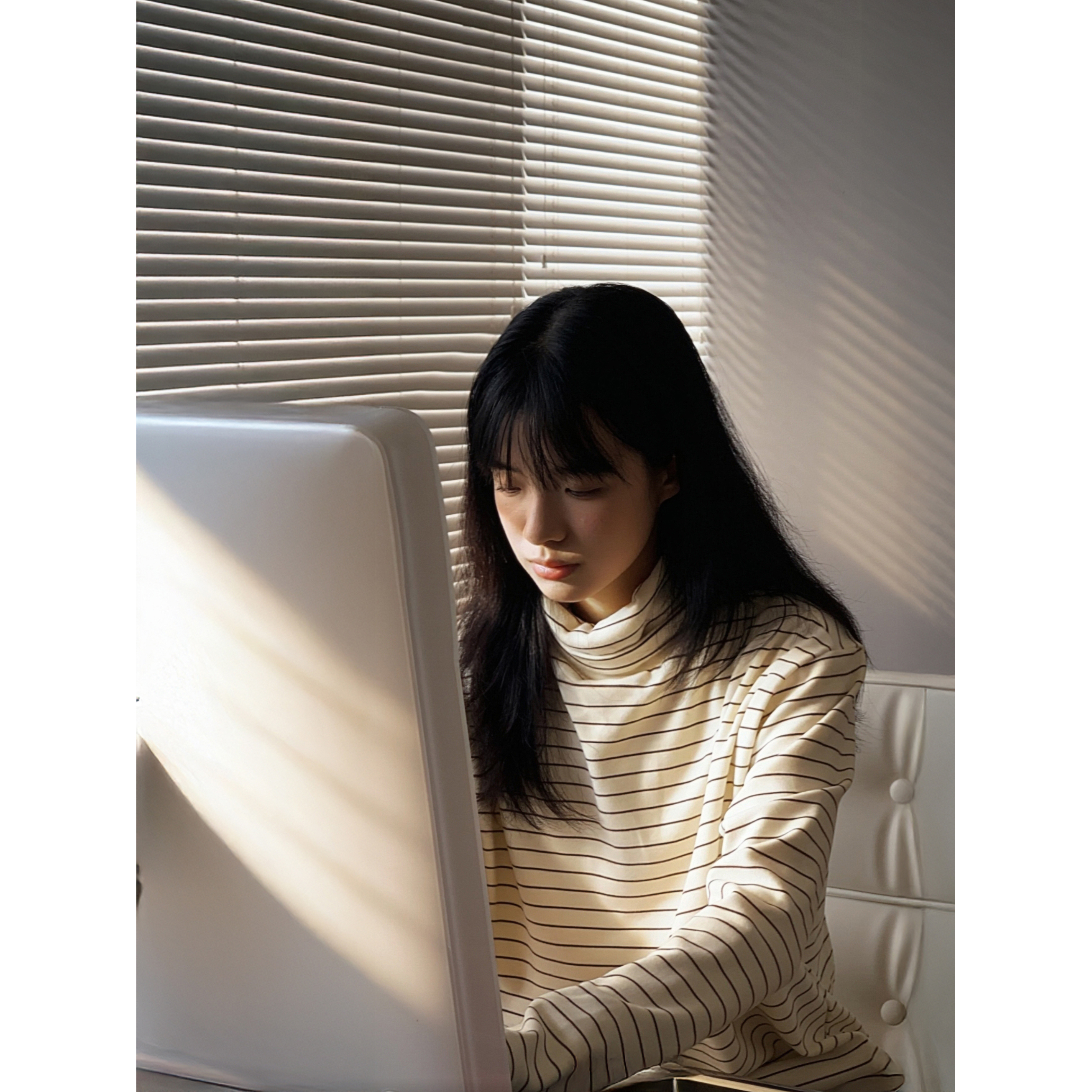 条纹长袖T恤男女内搭保暖弹力