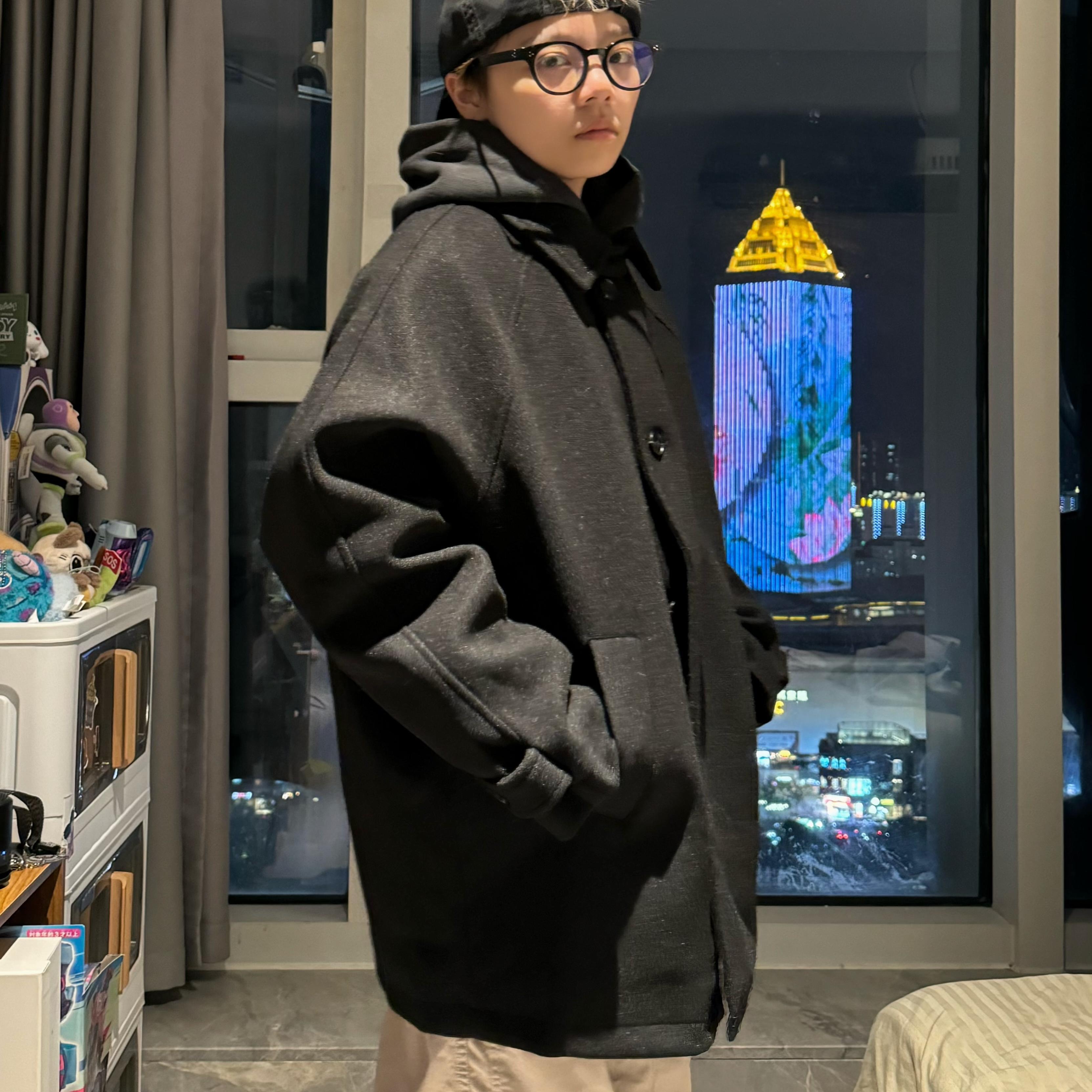 潮牌英伦中长款秋冬呢子风衣外套