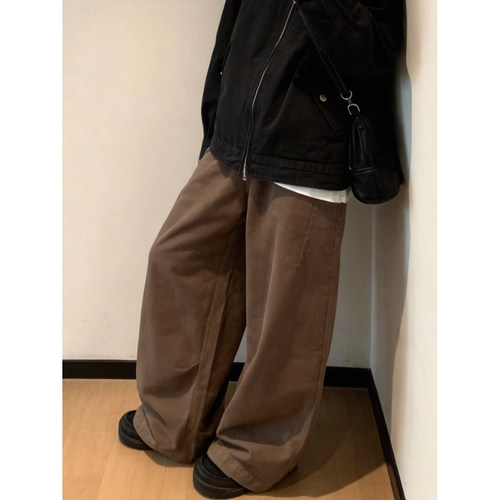 日系工装重磅棉垂感宽松直筒裤