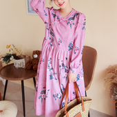 秋新中式 手工盘扣旗袍裙大码 复古旗袍连衣裙