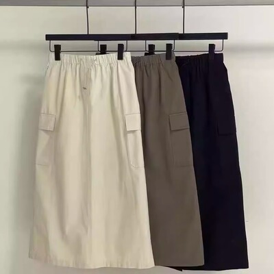 zuowooon左维8316工装半身裙女百搭高腰显瘦休闲A字裙高腰后开叉