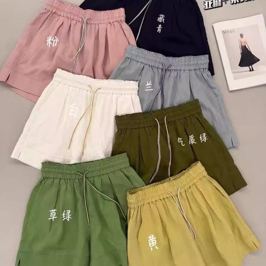 zuowooon左维短裤女2025夏款莱赛尔+亚麻宽松休闲裤阔腿裤高腰A字