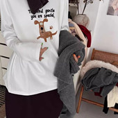 长袖 one特价 福利不退换加绒磨毛宽松显瘦打底衫 T恤字母刺绣上衣