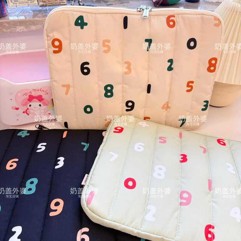 日系简约数字sou手提平板电脑包多功能文具收纳ipad内胆袋手拎包,3C数码配件,平板电脑包,淘宝优惠券,粉丝福利购,淘宝优惠卷