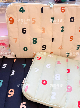 日系简约数字sou手提平板电脑包多功能文具收纳ipad内胆袋手拎包