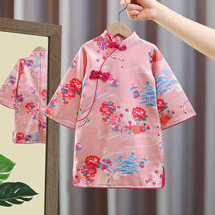 女童旗袍2024新款小女孩女大童春秋款连衣裙儿童唐装中国风旗袍裙