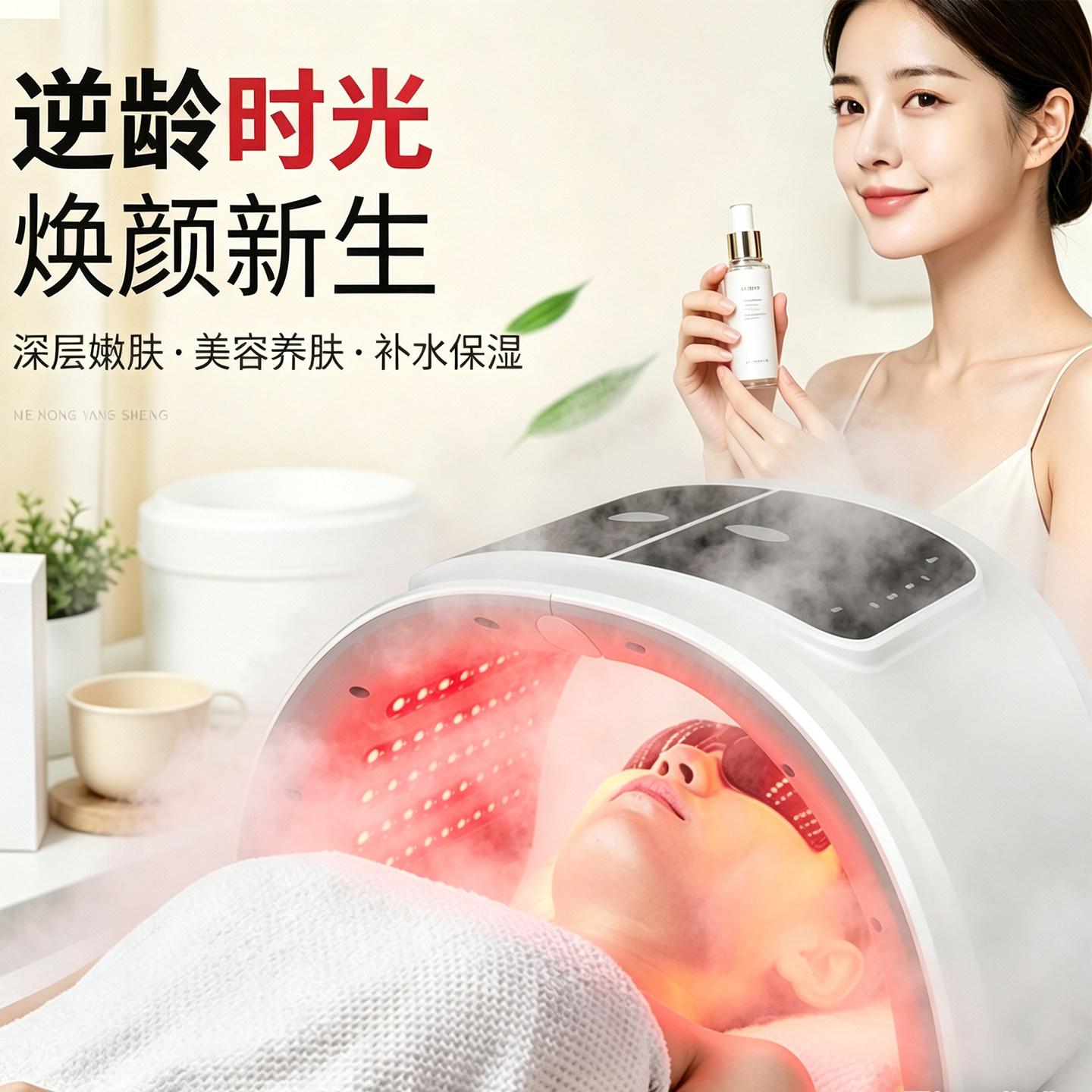 爱留颜多功能祛痘美容仪家用红蓝光冷热喷雾面部抗衰提拉明星同款