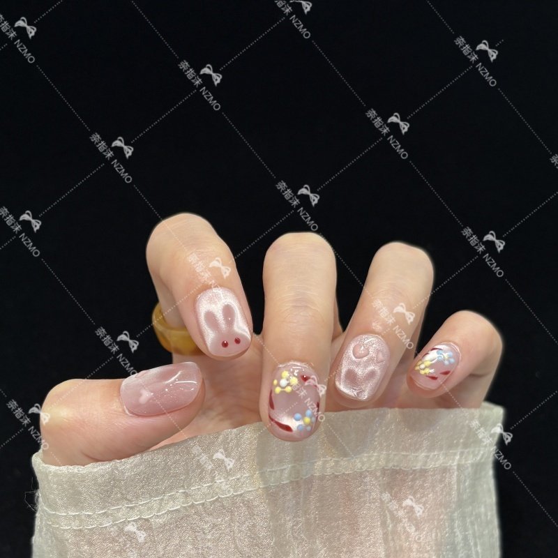 【L67】软萌小兔可爱百搭显白短款手工穿戴甲,彩妆/香水/美妆工具,穿戴甲/甲片,淘宝优惠券,粉丝福利购,淘宝优惠卷