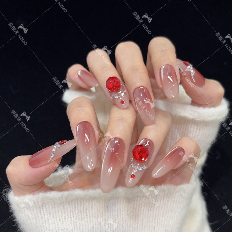 【绯色钻影】乌梅子酱显白气质纯欲猫眼玫瑰设计手工穿戴甲,彩妆/香水/美妆工具,穿戴甲/甲片,淘宝优惠券,粉丝福利购,淘宝优惠卷