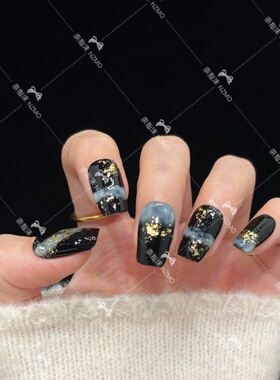 【Y03】高级甜酷短款黑色显白百搭短款手工穿戴甲