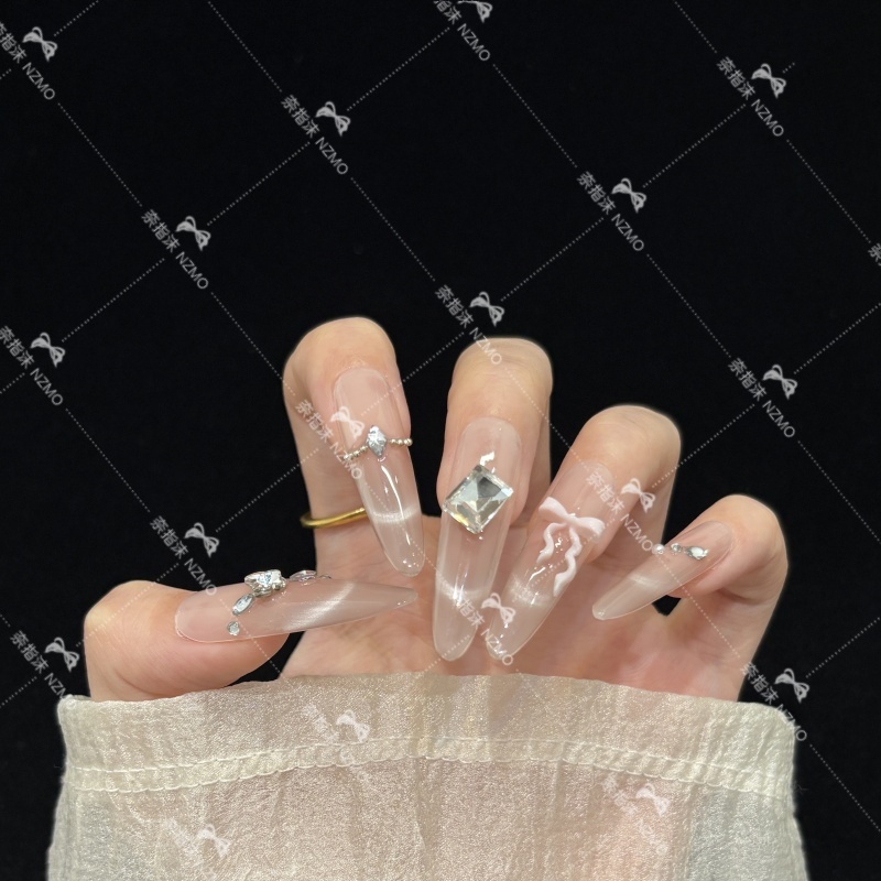 【K2042】微笑猫眼日常百搭立体蝴蝶结手工穿戴甲