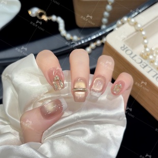 镶钻ins风高级感美甲纯手工穿戴甲 法式 星叙甜章