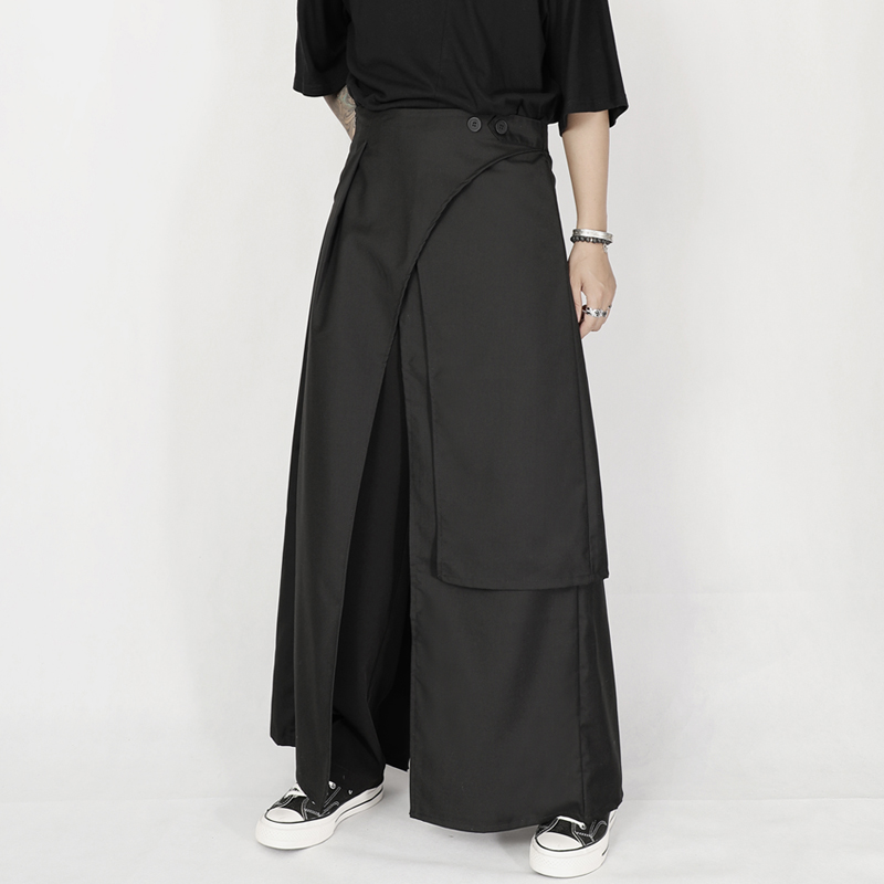 夏季新款外搭休闲裤男长裤个性小众山本风中性情侣多层设计感裙裤