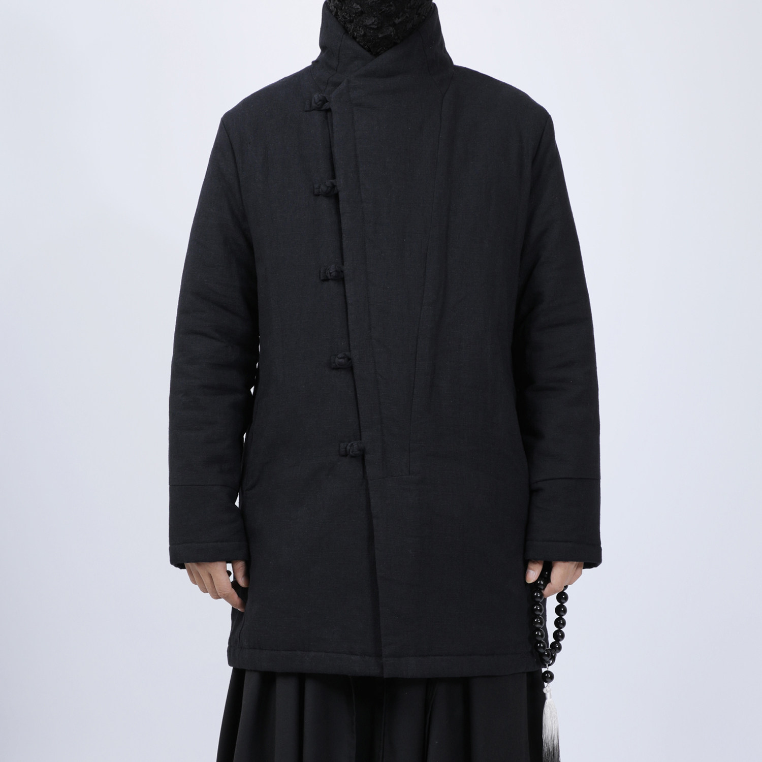 冬季中式国风汉服男装大码棉衣中长款外套斜襟盘扣立领苎麻茶服厚,男装,汉服,淘宝优惠券,粉丝福利购,淘宝优惠卷