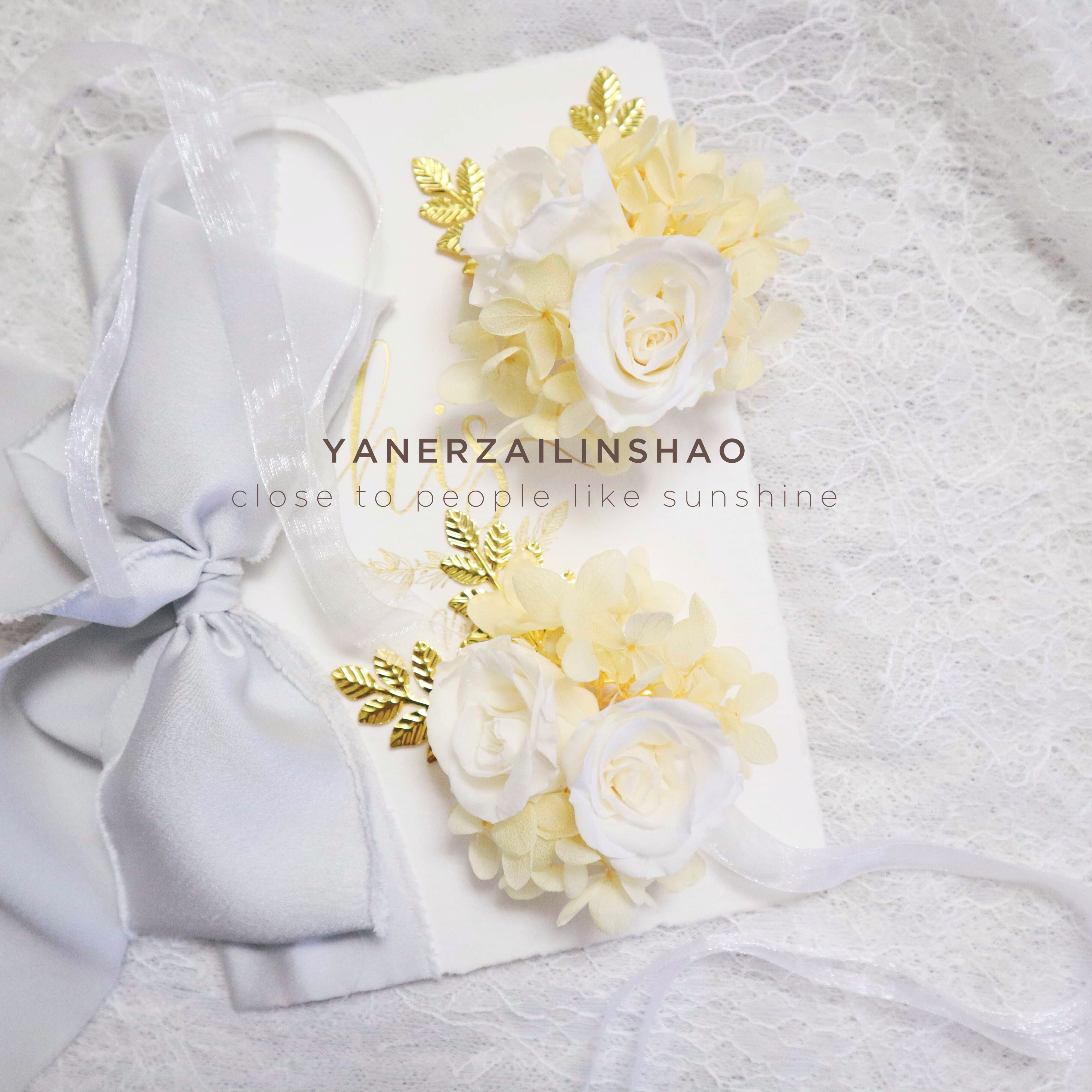 「永生花系列」香槟白金婚礼主题色系新郎伴郎新娘伴娘胸花手腕花