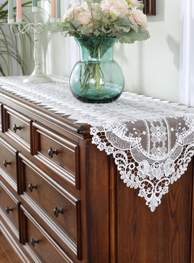 唯米9949欧式蕾丝镂空家用装饰餐桌布茶几垫电视柜防尘布遮盖桌旗