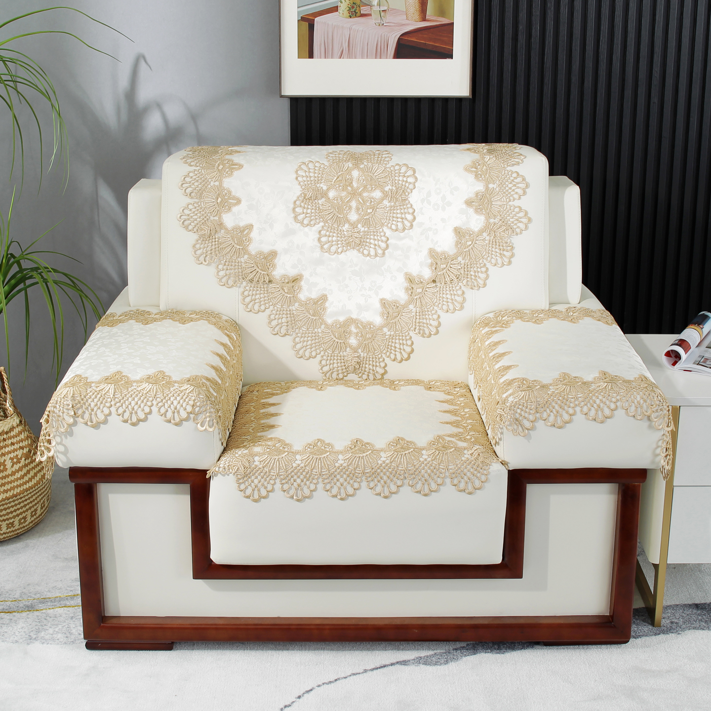 欧式蕾丝四季单人沙发套罩沙发巾