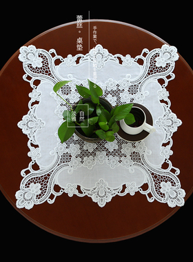 唯米9936民族风纯白色蕾丝镂空餐桌布台布艺圆形桌垫防尘布遮盖巾