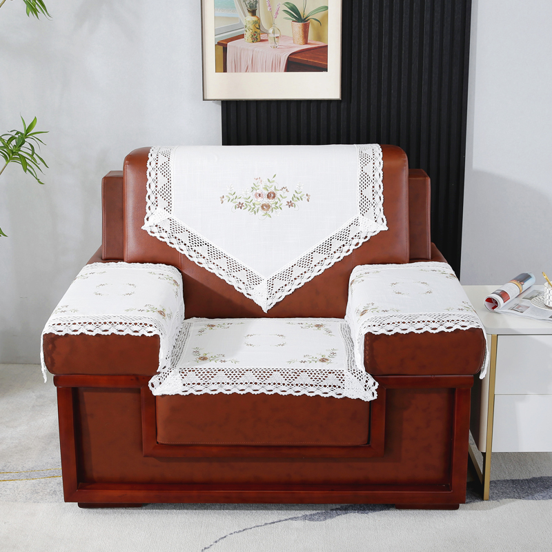 唯米5154百搭白色蕾丝单人沙发巾