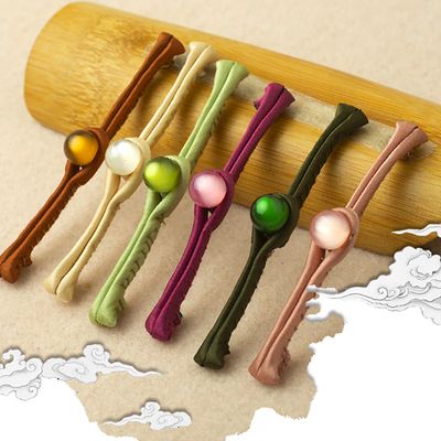 弹力仿真丝一字扣国风新中式