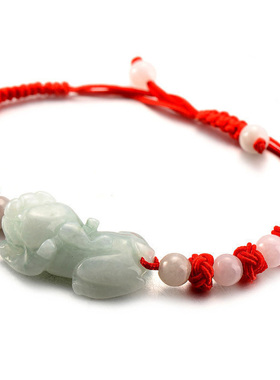 天然翡翠编制可调节长短貔貅手链