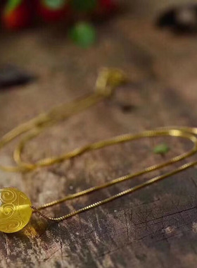 吊坠回纹珠925银锁骨链天然蜜蜡