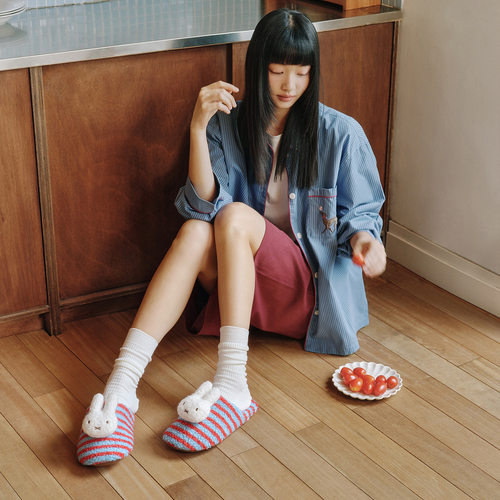 正版ip米菲兔棉拖鞋女2026秋冬季居家保暖毛拖鞋加绒平底毛绒拖鞋