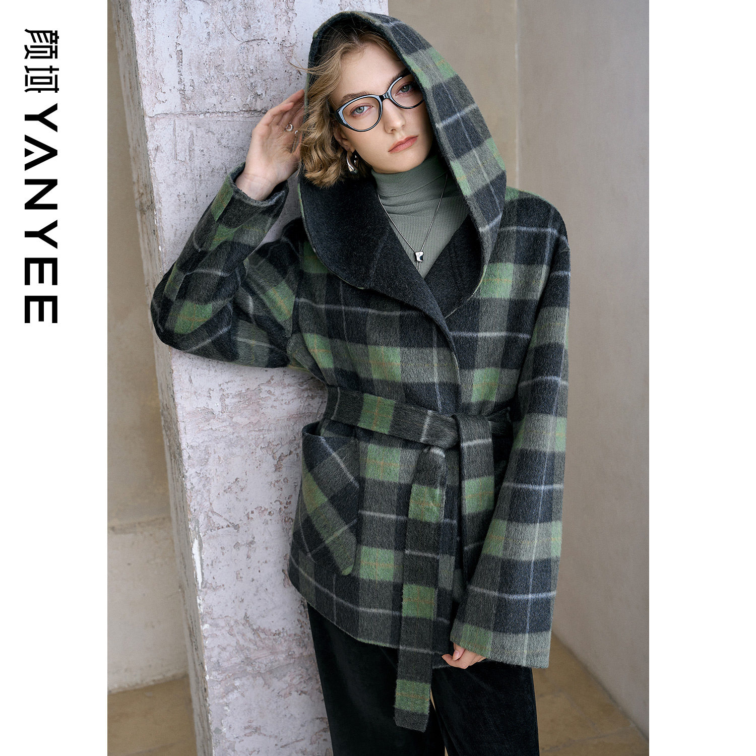 颜域格子宽松毛呢大衣女冬季2025新款复古格纹短款气质双面呢外套,女装/女士精品,毛呢外套,淘宝优惠券,粉丝福利购,淘宝优惠卷