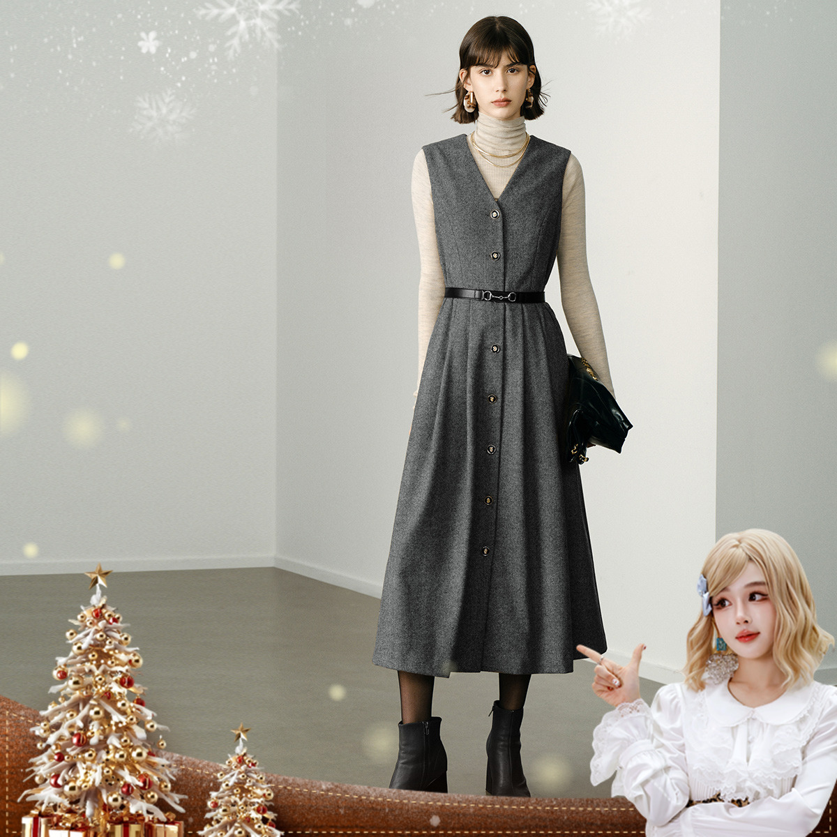 2024新款毛呢连衣裙