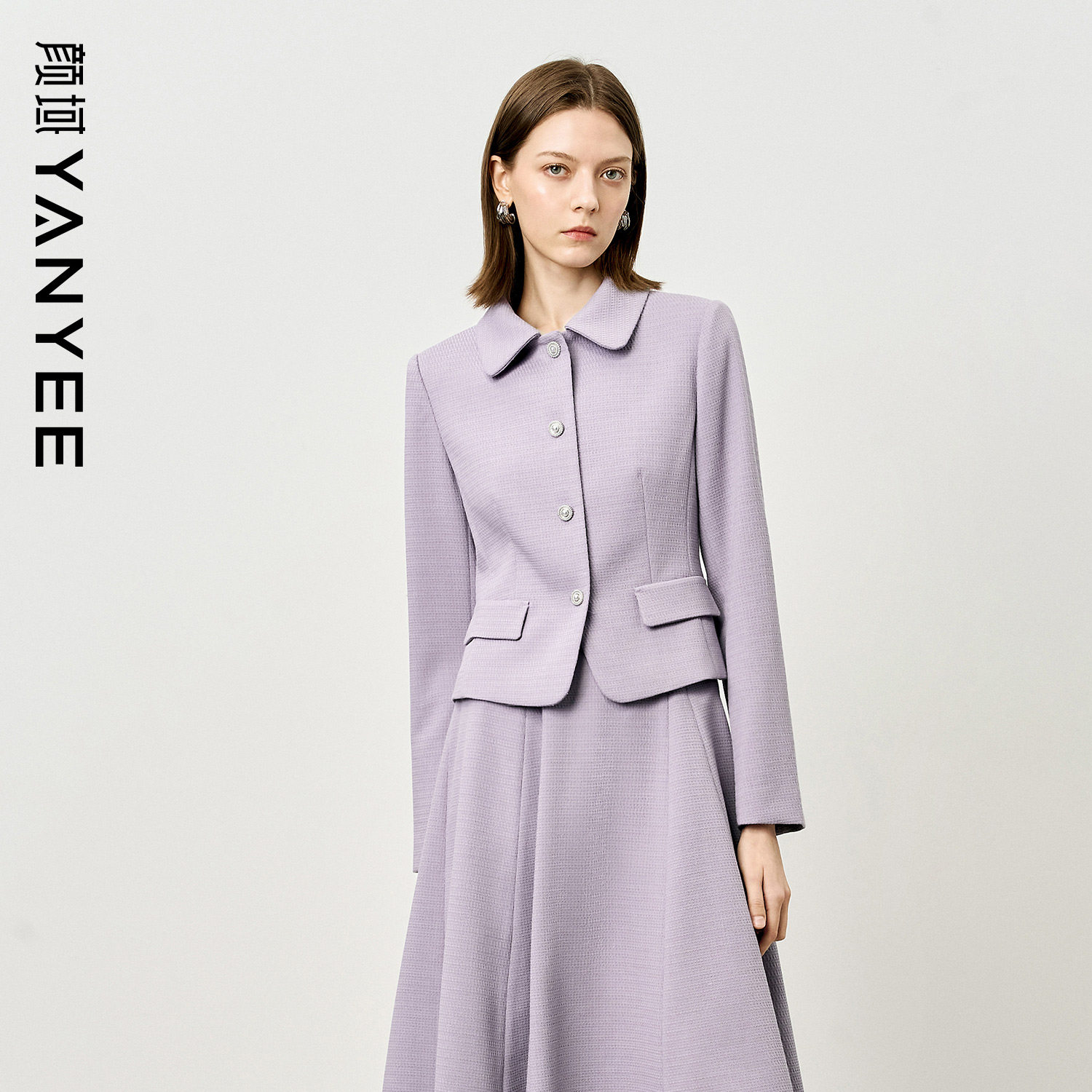 颜域紫色翻领外套女2026春季新款通勤设计感显瘦气质高级感短外套,女装/女士精品,短外套,淘宝优惠券,粉丝福利购,淘宝优惠卷