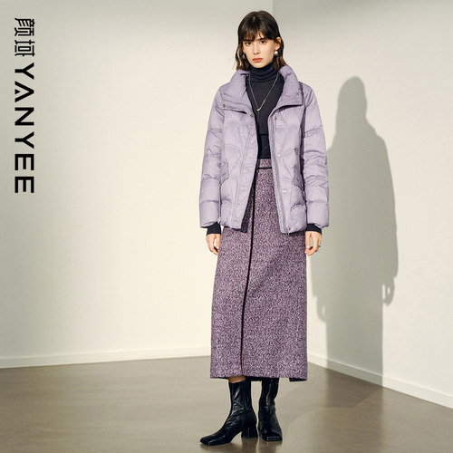 颜域紫色时尚短款羽绒服