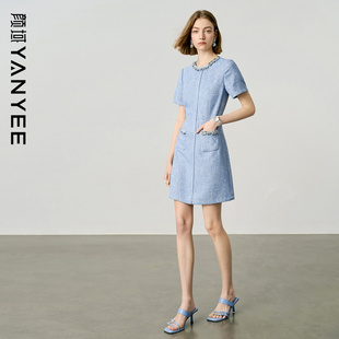 【小太阳】颜域小香风短款连衣裙女2026新款轻奢显瘦名媛气质裙子