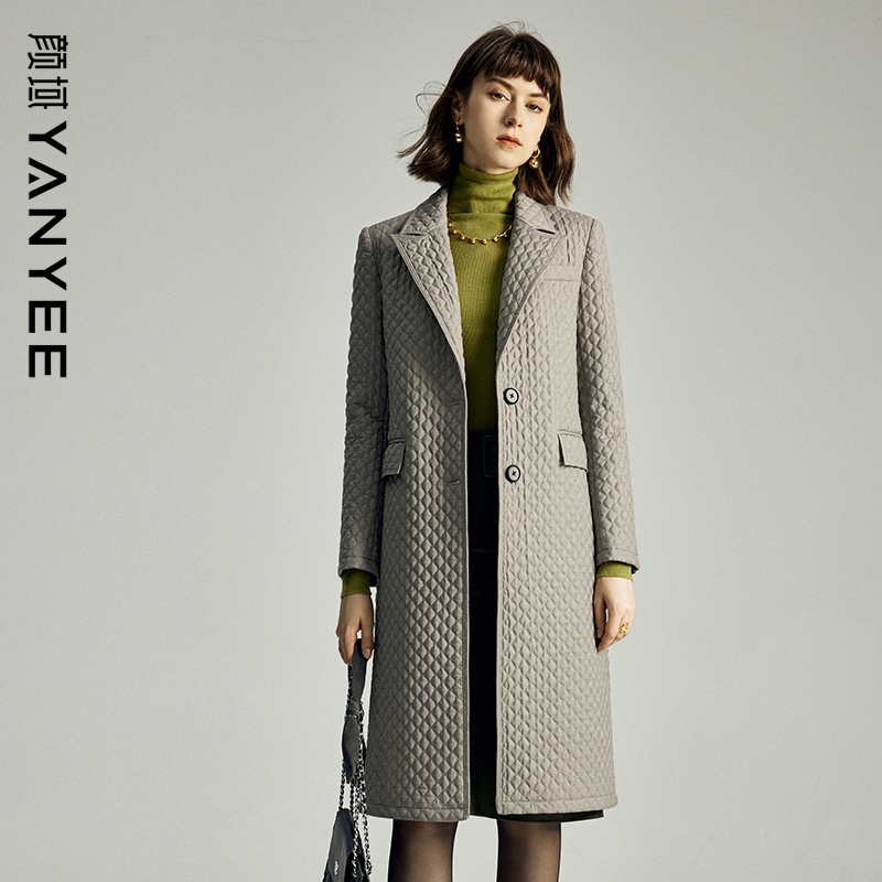 颜域西装领棉服冬装外套女装2023新款职业棉袄气质袄子中长款棉衣