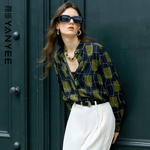 法式 颜域长袖 新款 女2026春装 通勤宽松设计感职场穿搭上衣 格纹衬衫