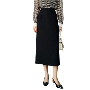 颜域黑色包臀半身裙长款女2026新款春季百搭通勤裙子高腰显瘦半裙