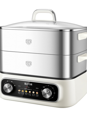 苏泊尔不锈钢电蒸锅ZN30FK69大容量0涂层双控双旋钮304不锈钢