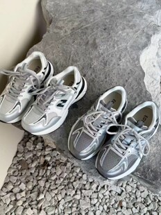 EOS真皮网面老爹鞋女2026春新款韩版复古圆头休闲运动鞋慢跑鞋潮