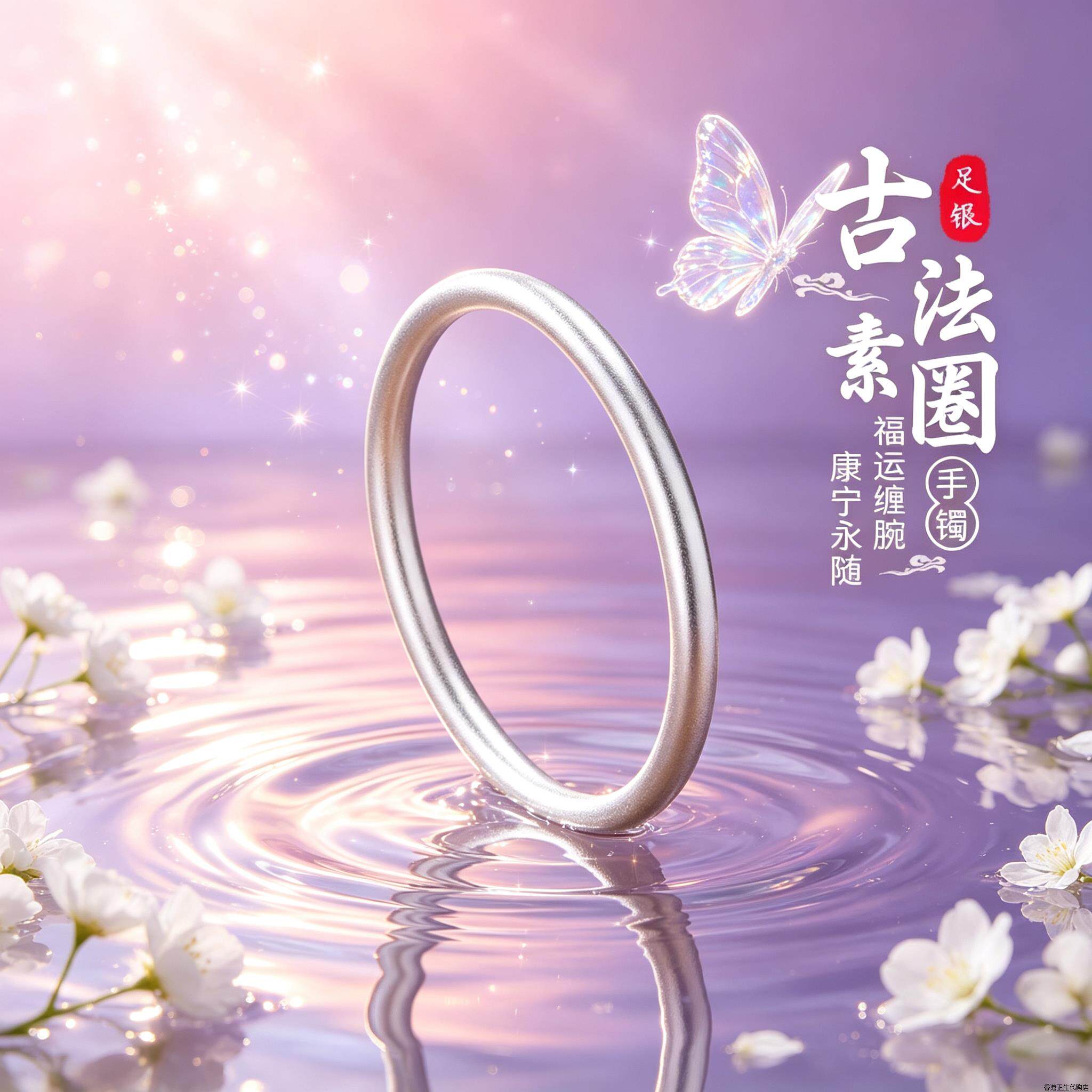 足银S999纯银古法传承素圈手镯镯子实心闭口送妈妈女朋友生日礼物