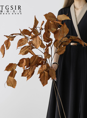 侘寂风仿真枯叶树枝民宿高级感逼真装饰仿干花假花桉树叶摄影道具