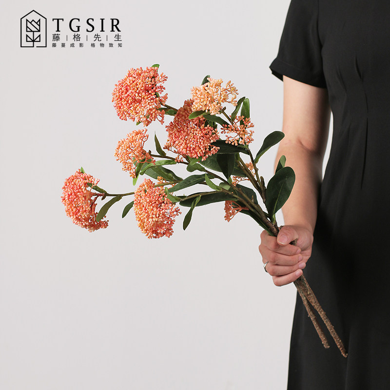 情人果仿真花客厅装饰品摆件花束餐桌花瓶插花假花绣球果实苞把束