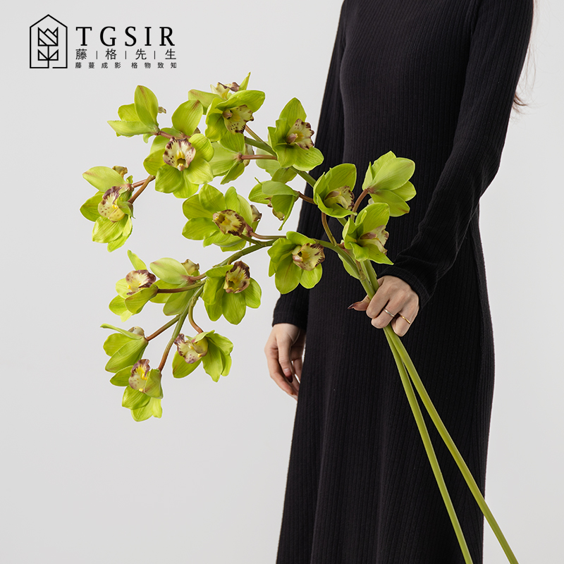 蕙兰仿真花假花摆设客厅装饰