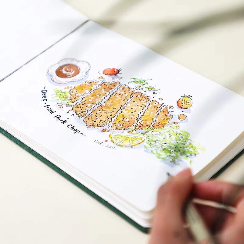飞乐鸟布艺水彩本手工中细纹画册水粉手帐速写涂鸦动漫画纸美术生