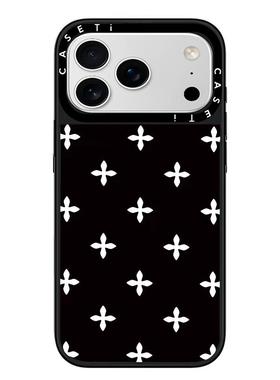 黑花园白十字花适用于苹果17promax手机壳/iphone16promax/15pro/14plus/13p/12p套case磁吸手机壳手链