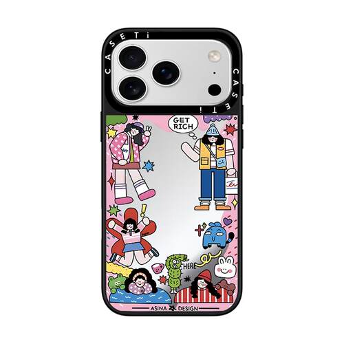 快乐涂鸦女孩壳适用于苹果17promax手机壳/iphone16promax/15pro/14plus/13p/12p套case磁吸手机壳手链