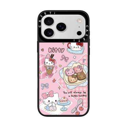凯蒂猫碎花蝴蝶适用于苹果17promax手机壳/iphone16promax/15pro/14plus/13p/12p套case磁吸手机壳手链