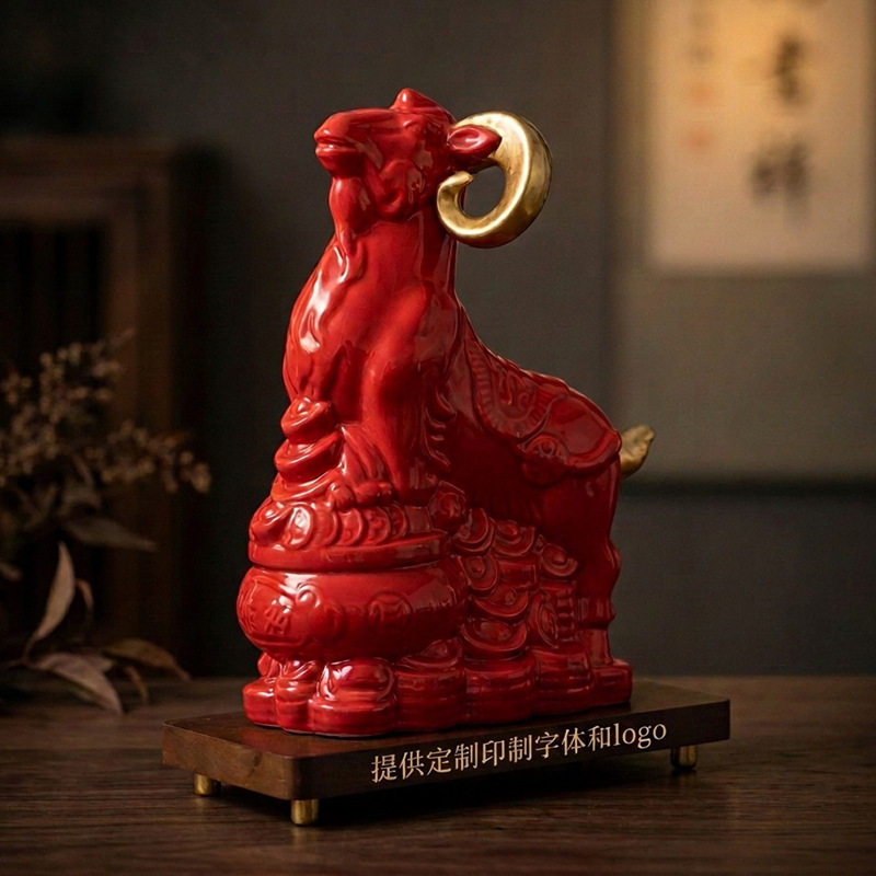 生肖羊摆件陶瓷羊年摆件高档桌面酒柜电视柜装饰摆件开业乔迁送礼
